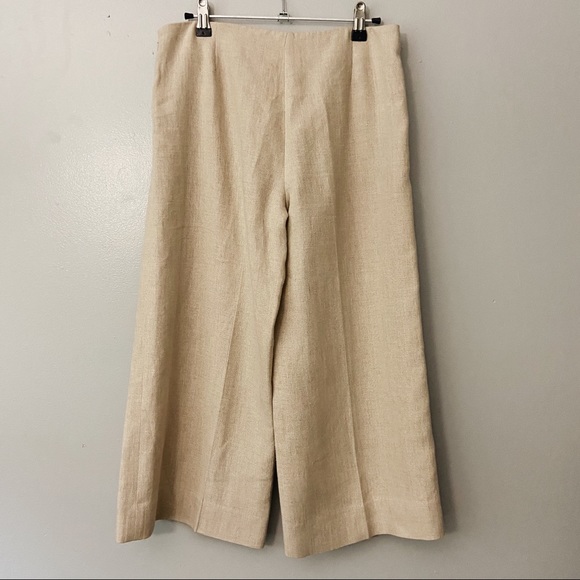 Theory Terena B Khaki Linen Culotte Crop Pants - 2 - Picture 3 of 8